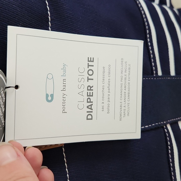 NWT Pottery Barn Kids Classic Navy Striped Diaper bag - Picture 2 of 7